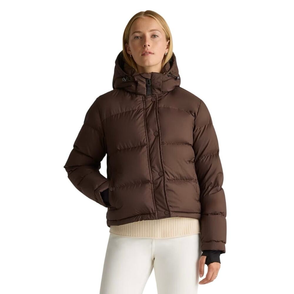 NWOT Quince Women's XS Responsible Down Cropped Puffer Jacket Hot Fudge Preppy